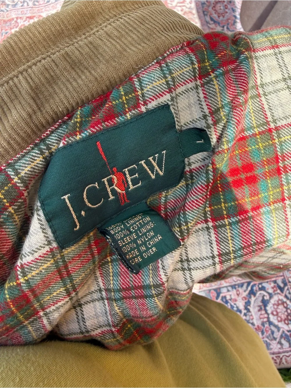 J. Crew Olive Khaki Field Jacket with Corduroy Collar